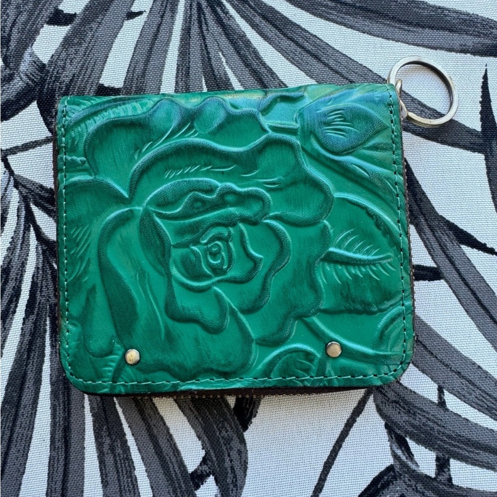 Patricia Nash Green/Teal Embossed Floral Wallet